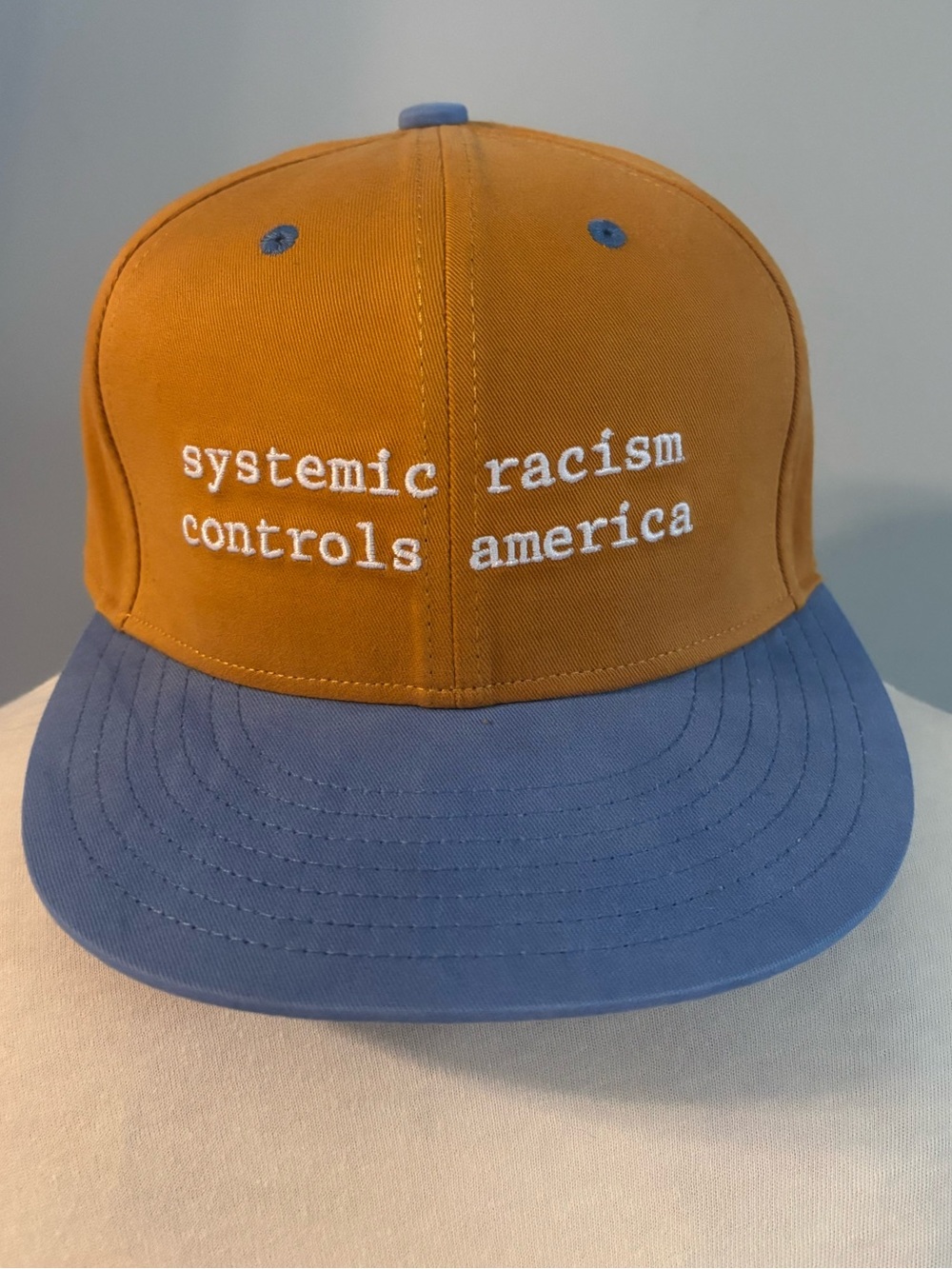 Unbranded Two-Tone Orange and Blue Statement Snapback Hat
